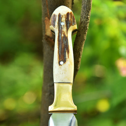 Handmade Carbon Steel High Polish Blade Hunting Dagger Knife Stage Handle