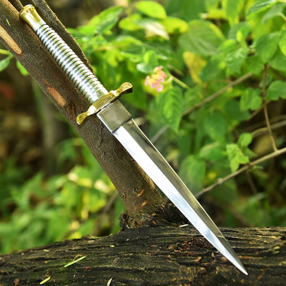 Handmade 1095 Carbon Steel Double Edge Blade Dagger Knife Brass Handle