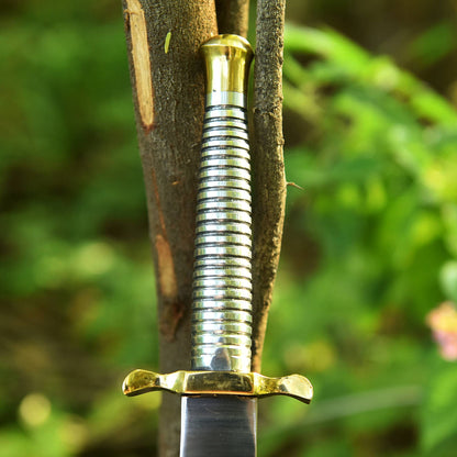 Handmade 1095 Carbon Steel Double Edge Blade Dagger Knife Brass Handle