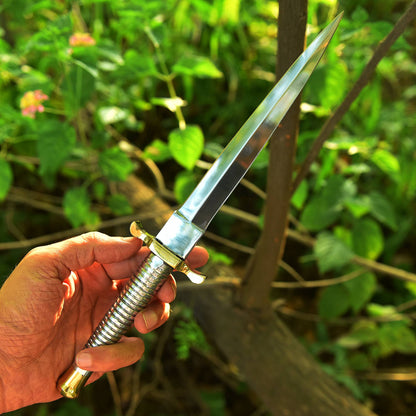 Handmade 1095 Carbon Steel Double Edge Blade Dagger Knife Brass Handle