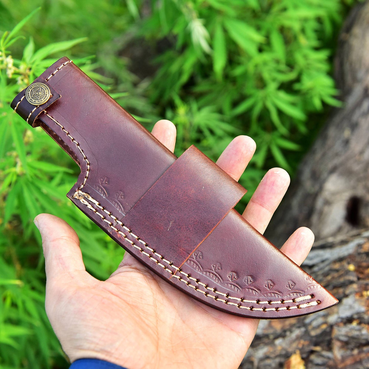Custom Hand Stitched Top Grain Leather Fixed Blade Knife Sheath