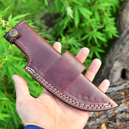 Custom Hand Stitched Top Grain Leather Fixed Blade Knife Sheath
