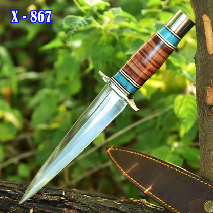 Custom Handmade 1095 Carbon Steel Dagger EDC Knife Leather Resin Handle
