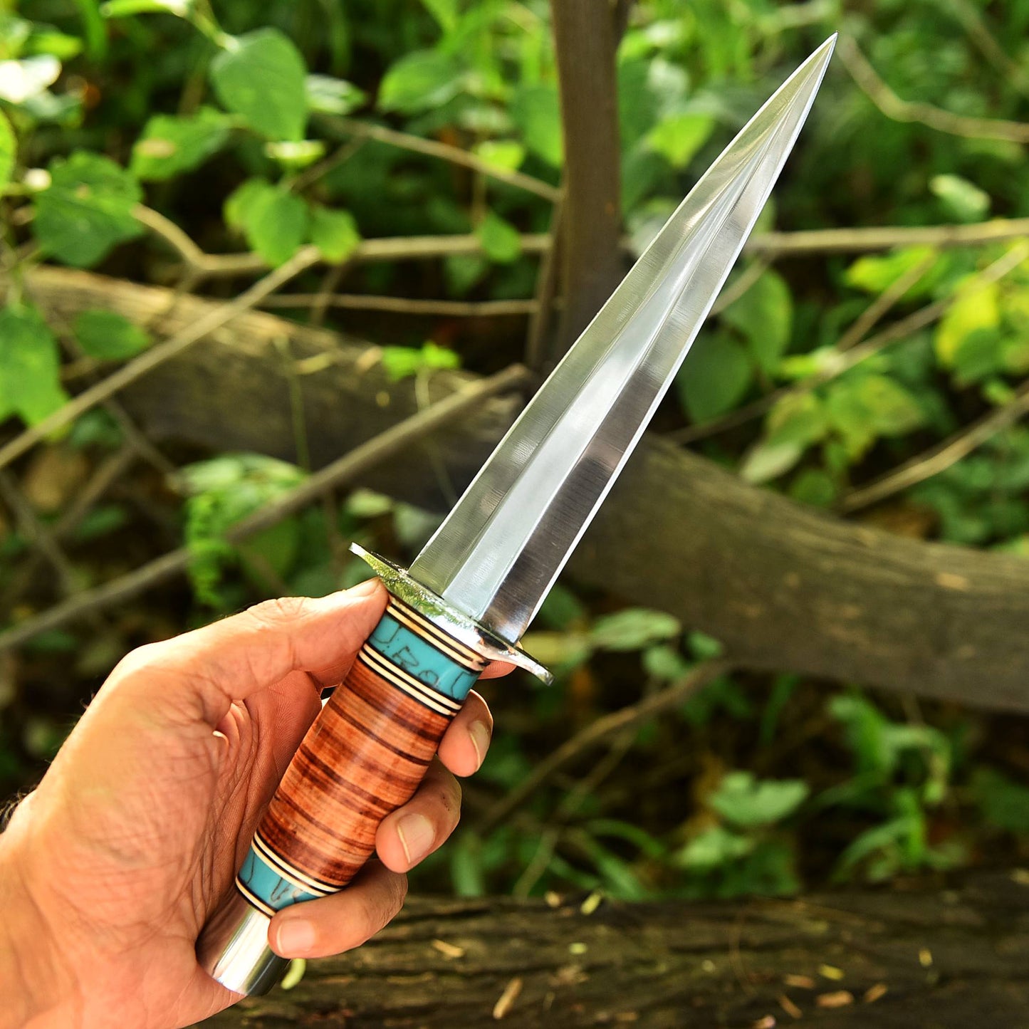 Custom Handmade 1095 Carbon Steel Dagger EDC Knife Leather Resin Handle