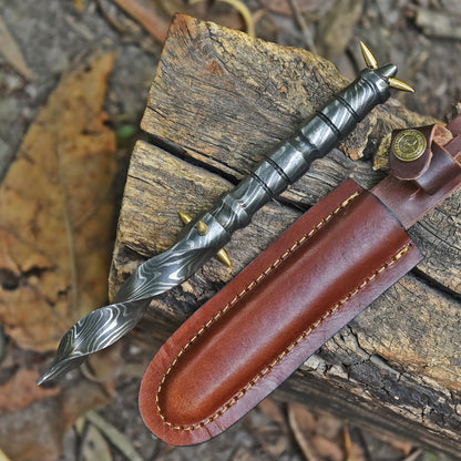Handmade Premium Damascus Steel Spiral Twist Fixed Blade Dagger
