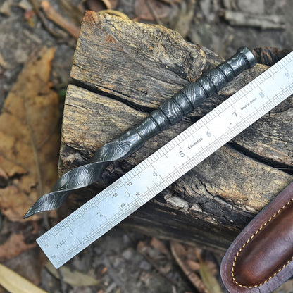Hand Forged Outdoor Camping Adventure Damascus Twist Blade Dagger