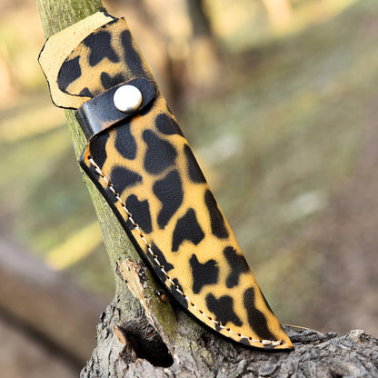 Custom Handcrafted Collector’s Edition Leopard Print Leather Knife Sheath