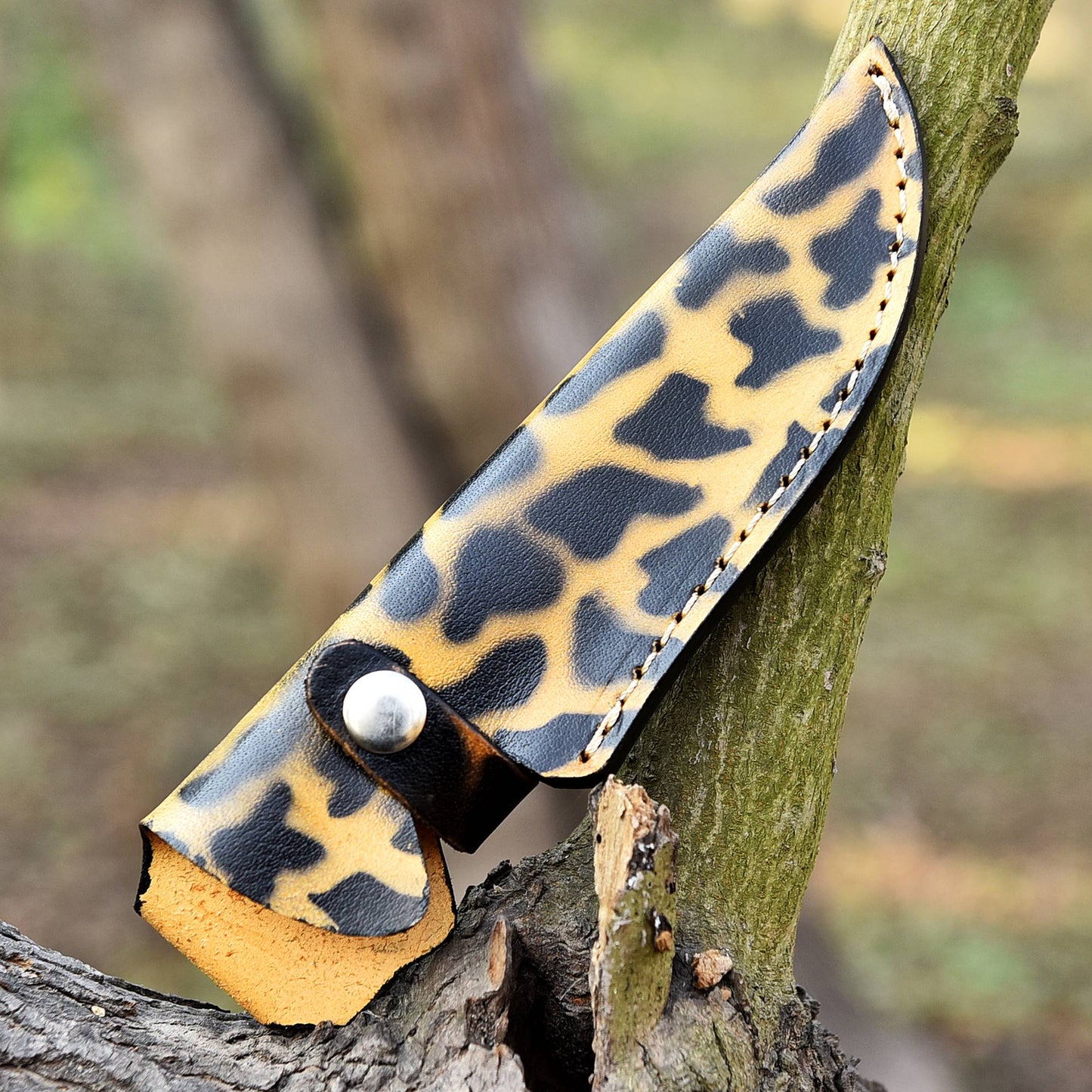 Custom Handcrafted Collector’s Edition Leopard Print Leather Knife Sheath