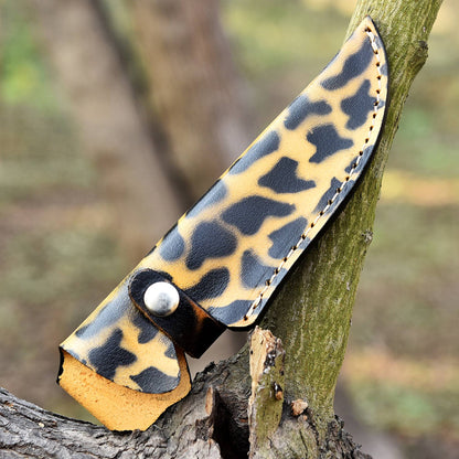 Custom Handcrafted Collector’s Edition Leopard Print Leather Knife Sheath
