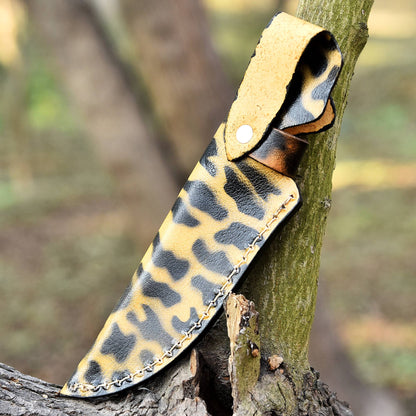 Custom Handcrafted Collector’s Edition Leopard Print Leather Knife Sheath