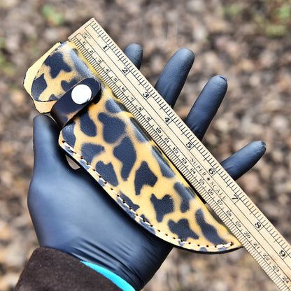 Custom Handcrafted Collector’s Edition Leopard Print Leather Knife Sheath