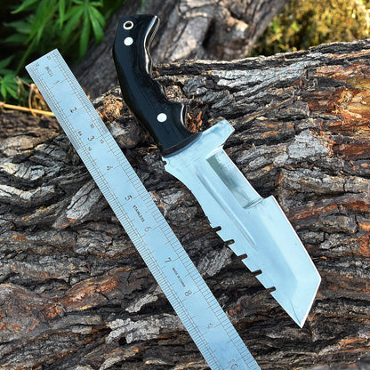 Custom Hand Made Forged D2 Steel Tracker Hunting Camping Knife With Horn Handle