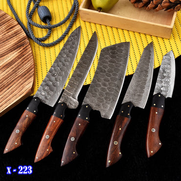 Handcrafted Damascus Steel Gyuto Chef's Knife Kitchen Knives Set x-223