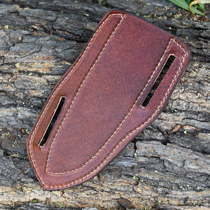 Premium Brown Leather Pancake Sheath: Secure and Stylish Belt Holder for Fixed Blade and Folding Knives