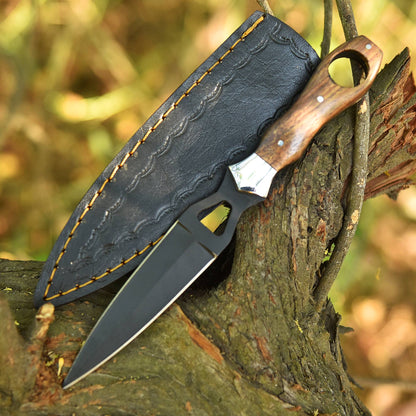 Handcrafted Hiking Double Edge Dagger Knife Steel Bolster Wood Handle