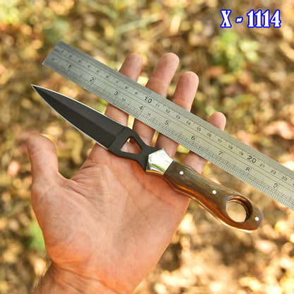 Handcrafted Hiking Double Edge Dagger Knife Steel Bolster Wood Handle