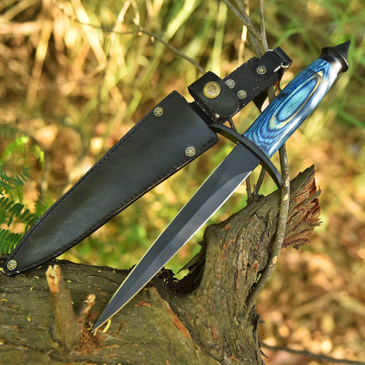 Handmade Outdoor Hunting Camping Double Edge D2 Blade Dagger Knife