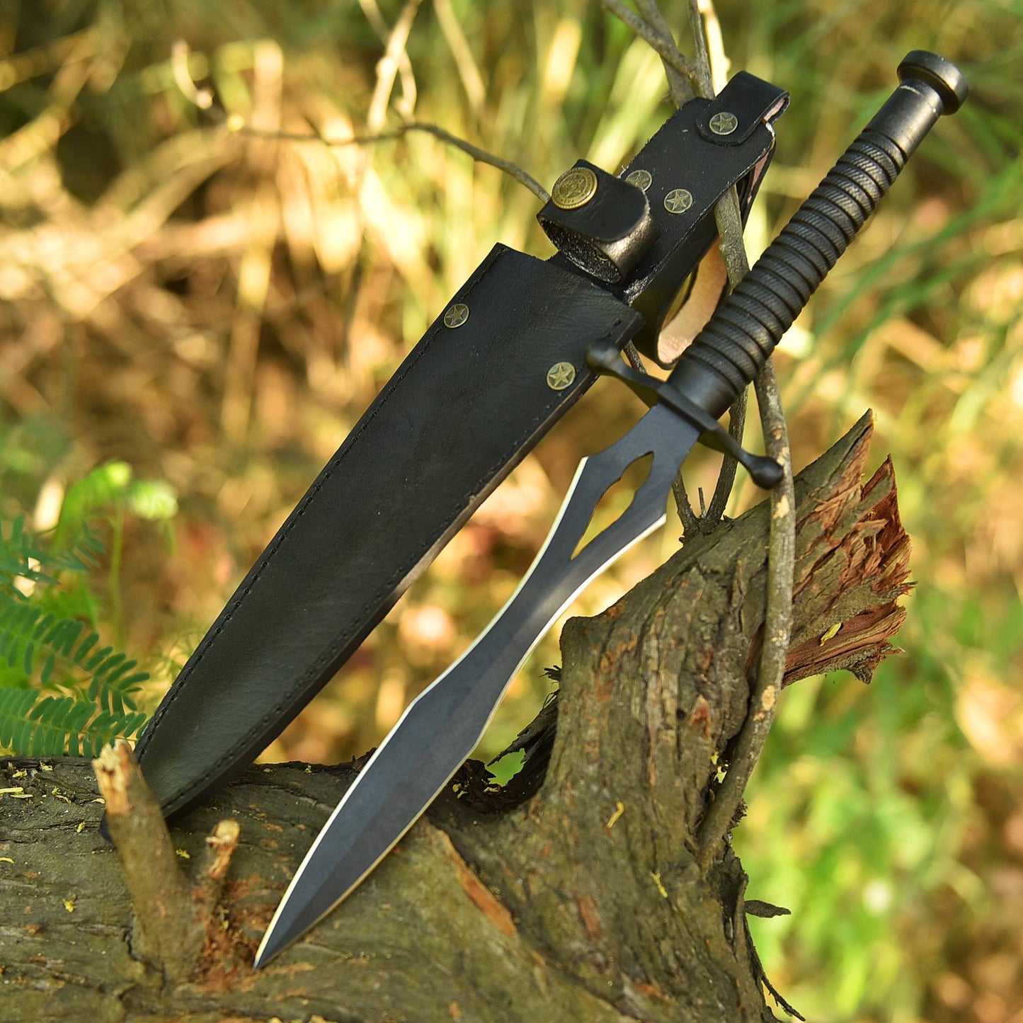Handmade Double Edge Hunting Camping Full Tang Dagger Knife Steel Handle