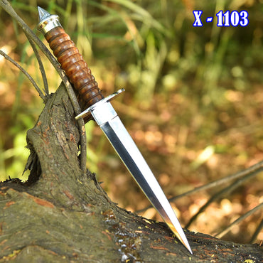 High Performance Double Edge Carbon Steel High Polish Dagger Wood Handle