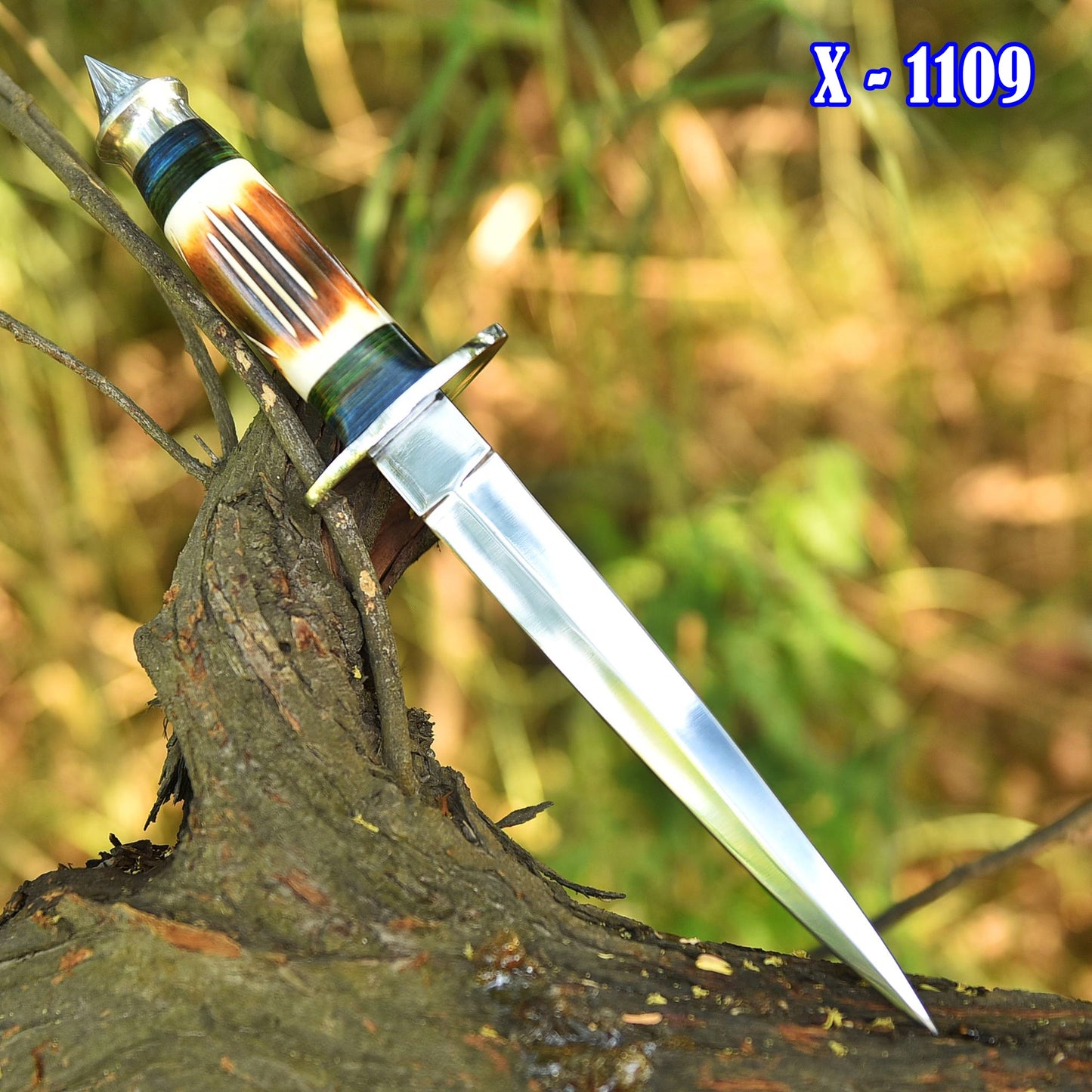 Luxury Custom Forged Hunting Carbon Steel Double Edge Dagger Stage Handle