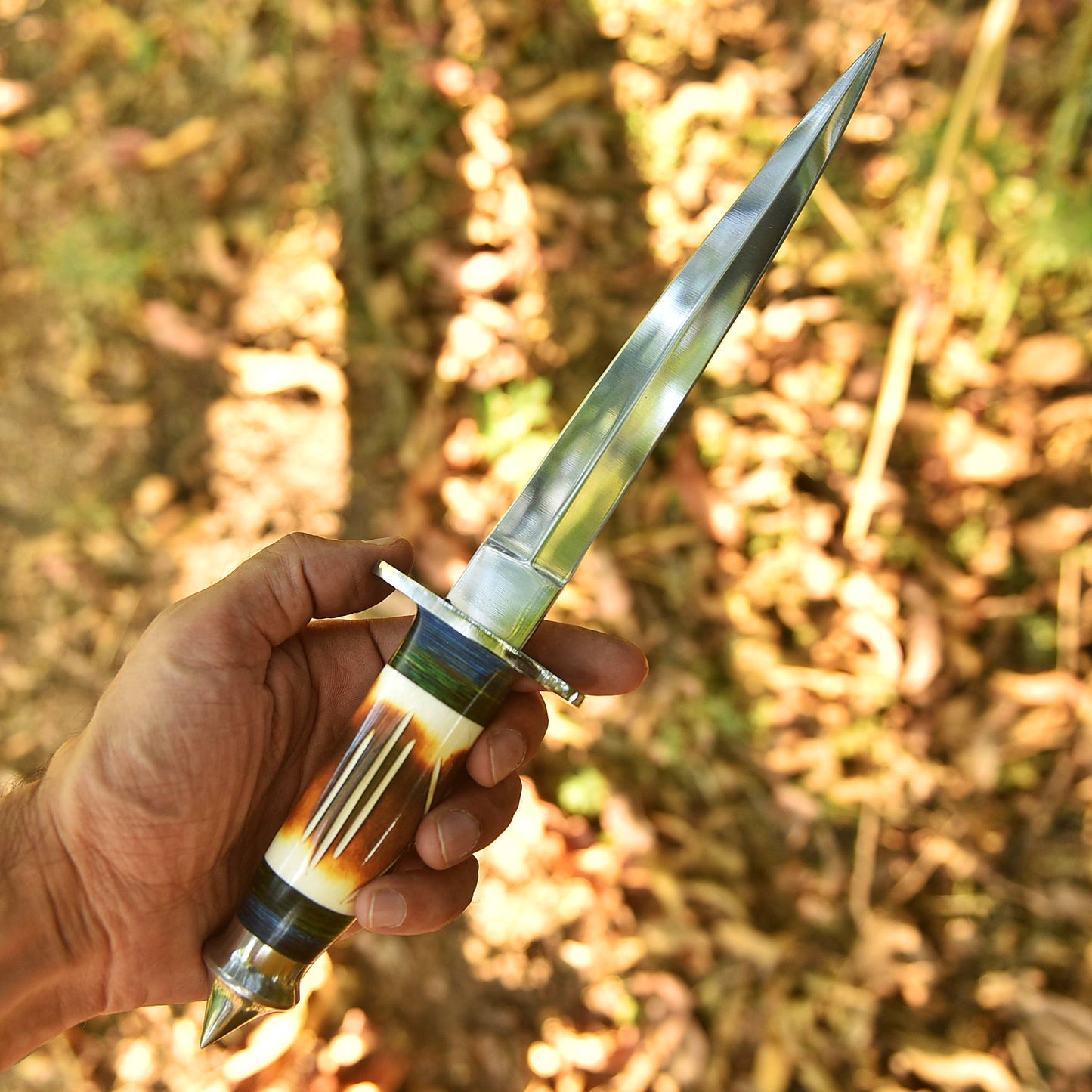 Luxury Custom Forged Hunting Carbon Steel Double Edge Dagger Stage Handle