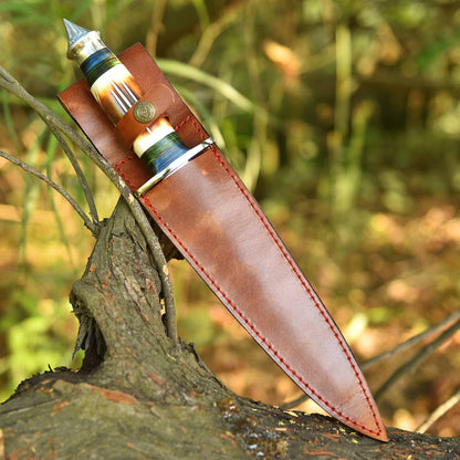 Luxury Custom Forged Hunting Carbon Steel Double Edge Dagger Stage Handle