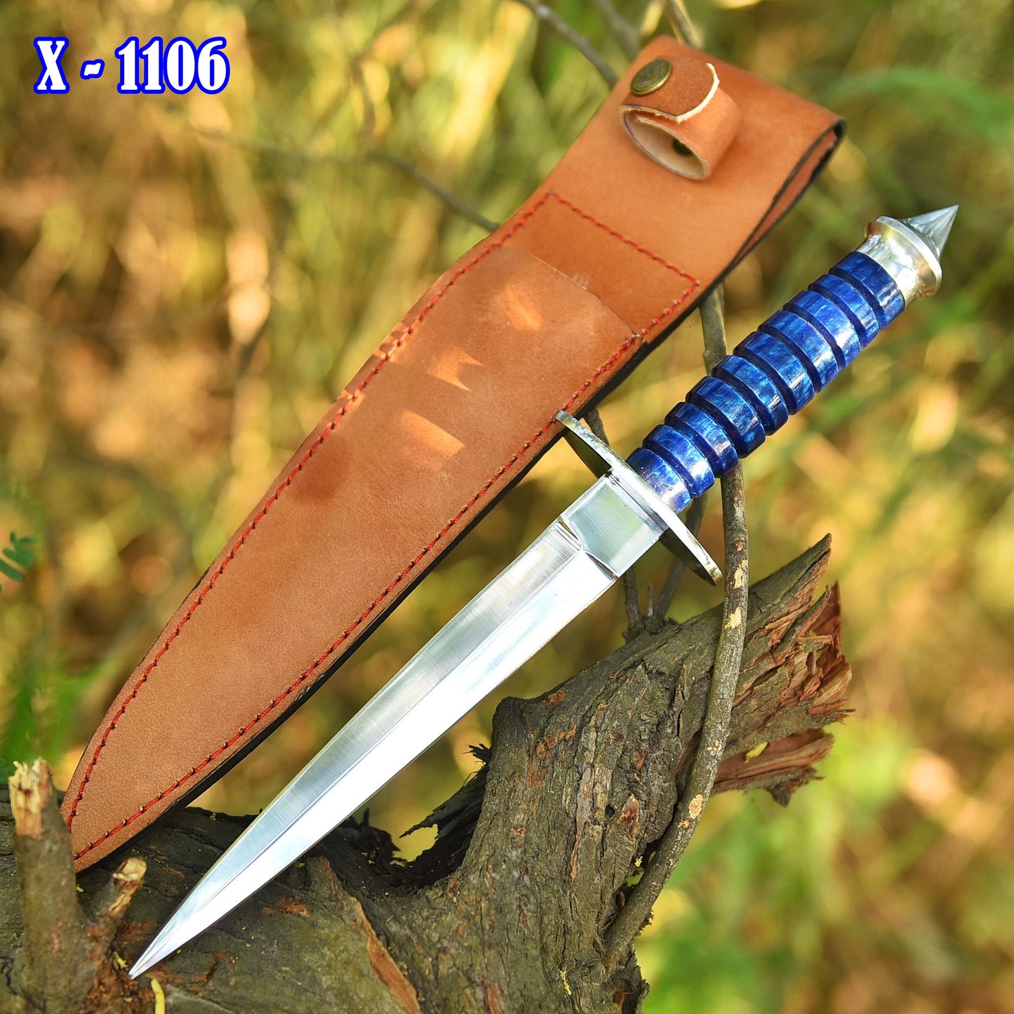 Luxury Mirror Polish Double Edge Dagger Knife Resin Handle With Sheath