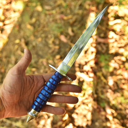 Luxury Mirror Polish Double Edge Dagger Knife Resin Handle With Sheath