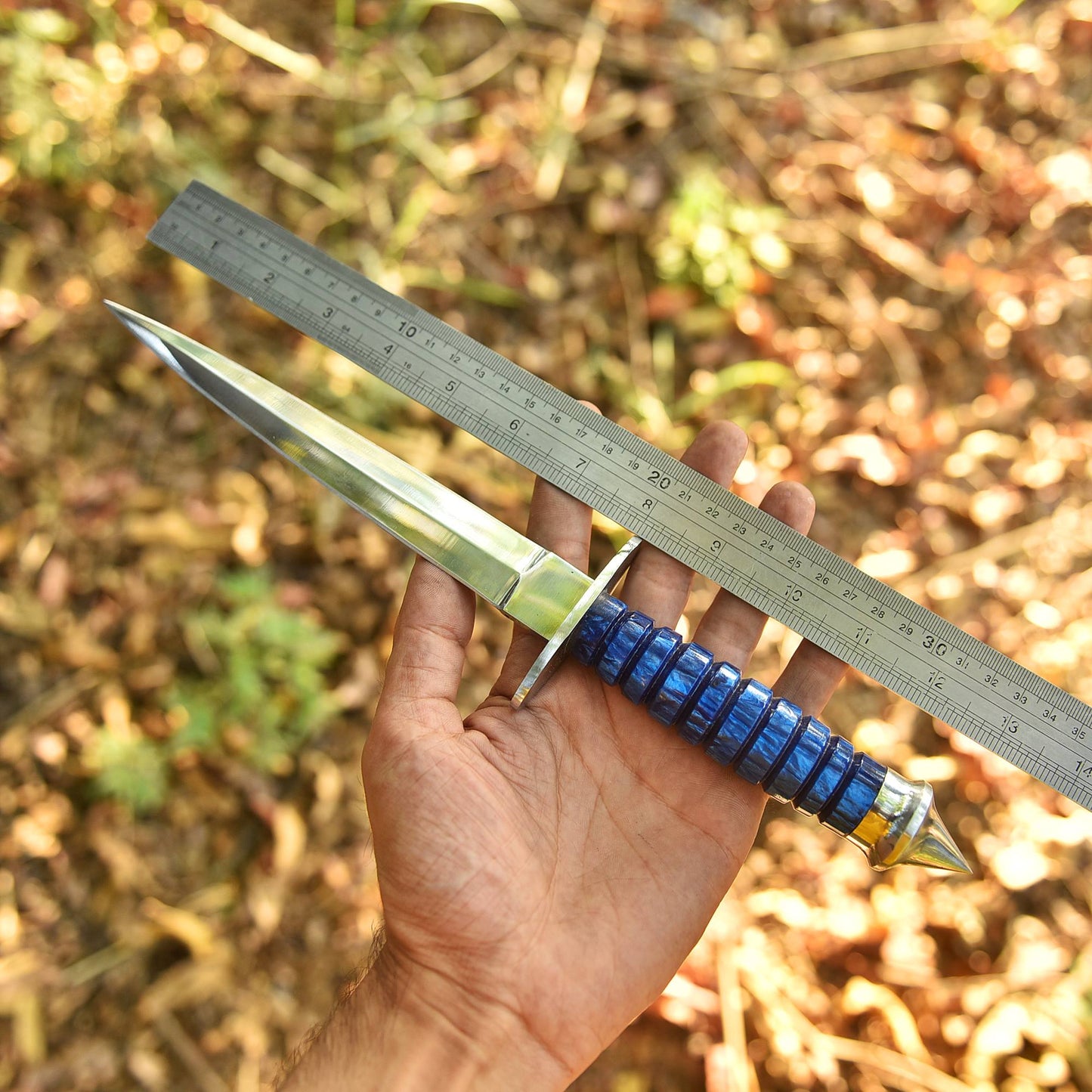 Luxury Mirror Polish Double Edge Dagger Knife Resin Handle With Sheath