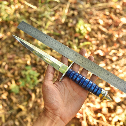Luxury Mirror Polish Double Edge Dagger Knife Resin Handle With Sheath