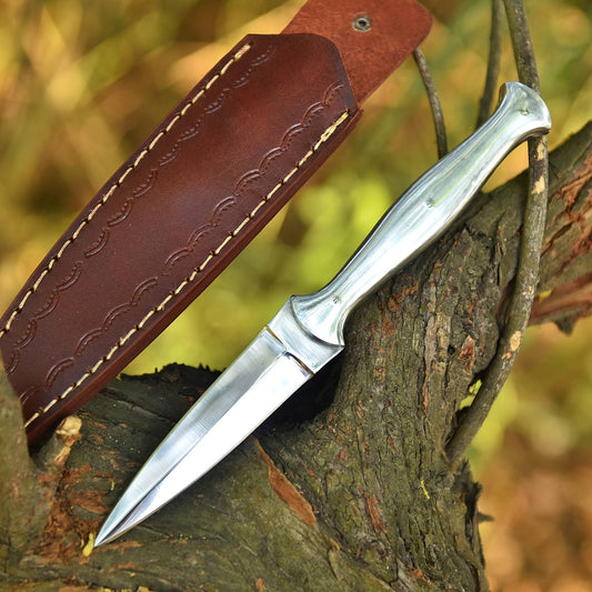 Classic Fixed Blade Double Edge High Polish Blade Dagger Steel Handle