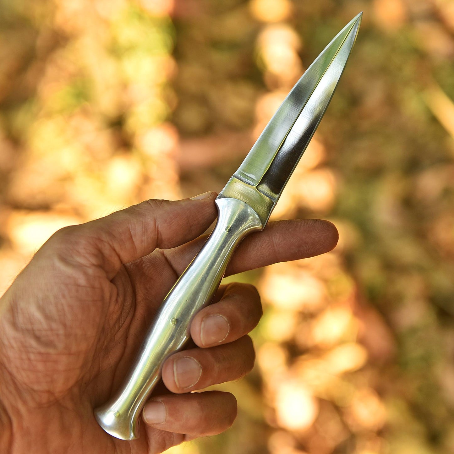 Classic Fixed Blade Double Edge High Polish Blade Dagger Steel Handle