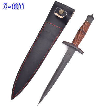 Classic Vintage Military Inspired V-42  Double Edge Dagger Leather Handle