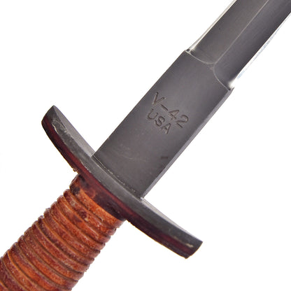 Classic Vintage Military Inspired V-42  Double Edge Dagger Leather Handle