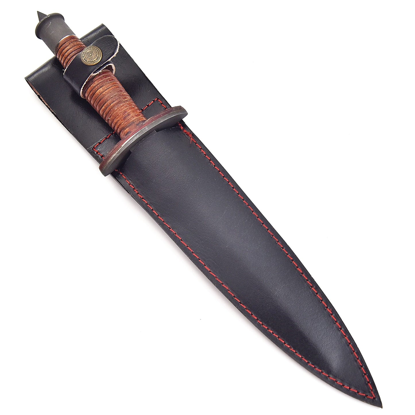Classic Vintage Military Inspired V-42  Double Edge Dagger Leather Handle