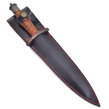 Classic Vintage Military Inspired V-42  Double Edge Dagger Leather Handle