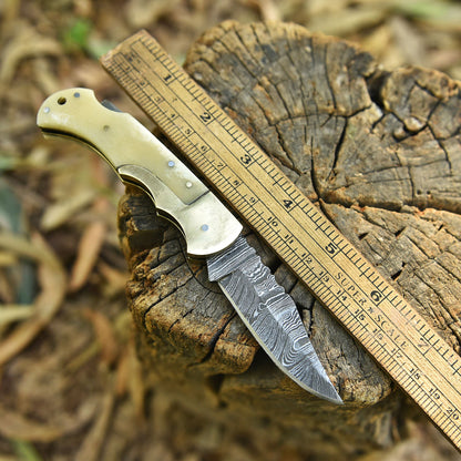 Outdoor Camping Handmade Damascus Steel Folding Blade Pocket Knife