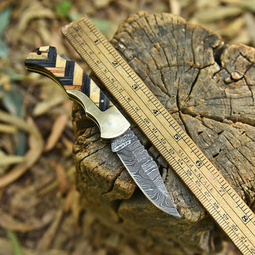 Professional EDC Handmade Damascus Steel Folding Blade Pocket Knife