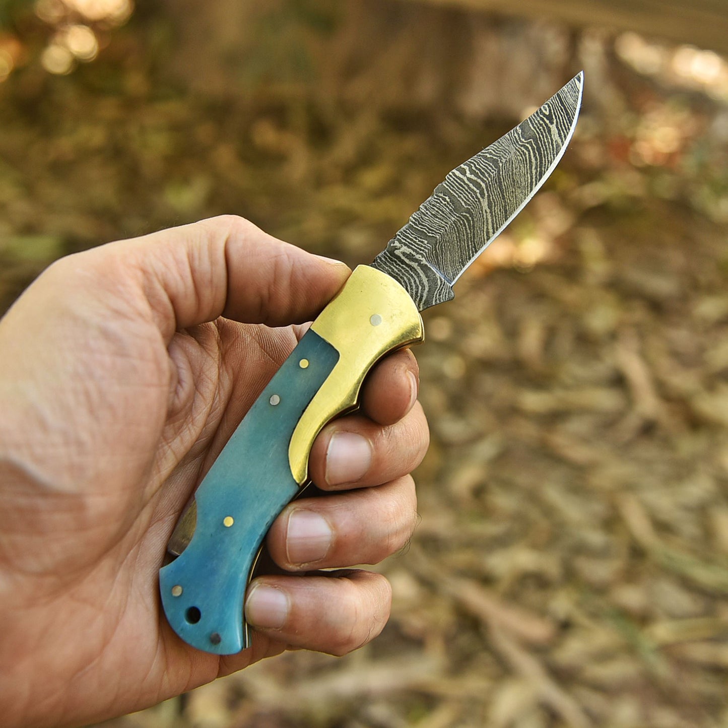 Custom Handmade Damascus Steel Blade Folding Pocket Knife With Sheath