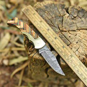 Master Crafted Handmade Damascus Steel Folding Blade Pocket Knife