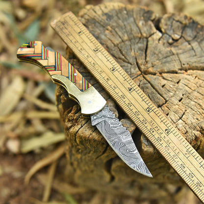 Master Crafted Handmade Damascus Steel Folding Blade Pocket Knife