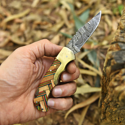Master Crafted Handmade Damascus Steel Folding Blade Pocket Knife