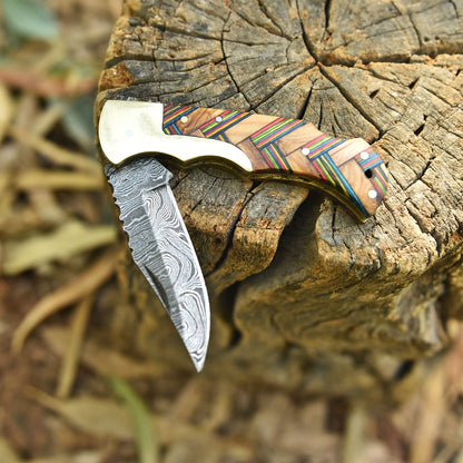 Master Crafted Handmade Damascus Steel Folding Blade Pocket Knife