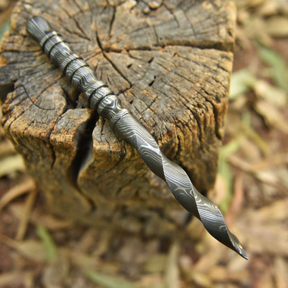 Collector Grade Handmade Damascus Steel Twist Dagger With Sheath