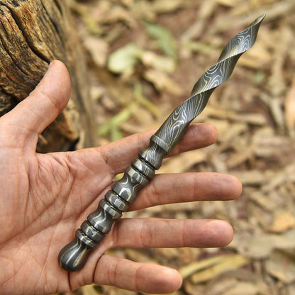 Collector Grade Handmade Damascus Steel Twist Dagger With Sheath
