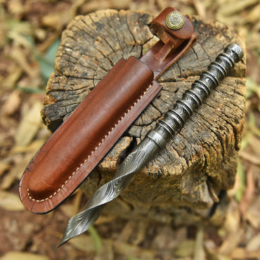 Artisan Forged Damascus Steel Twist Blade Medieval Inspired Dagger Knife