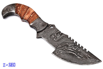 Handmade Damascus Steel Tracker Knife - Premium Quality for Hunting, Camping, and Survival