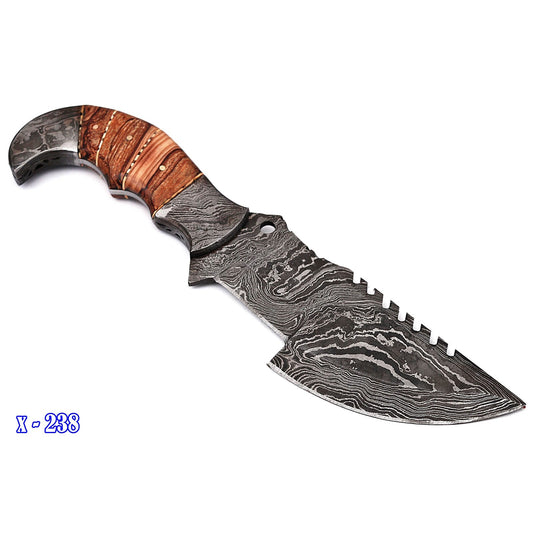 Handmade Damascus Steel Tracker Knife - Premium Quality for Hunting, Camping, and Survival