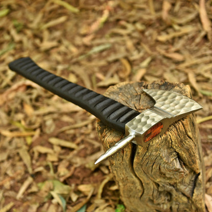 Custom Forged Carbon Steel Viking Axe with Wood , Viking Bearded Camping Axe