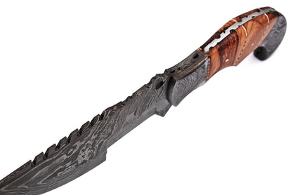 Handmade Damascus Steel Tracker Knife - Premium Quality for Hunting, Camping, and Survival